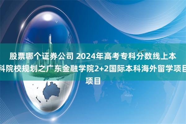 股票哪个证券公司 2024年高考专科分数线上本科院校规划之广东金融学院2+2国际本科海外留学项目