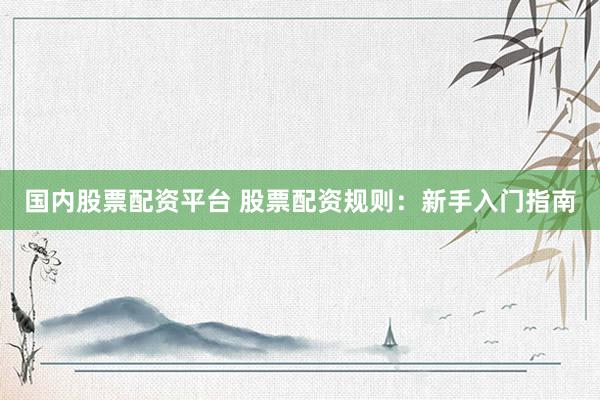 国内股票配资平台 股票配资规则：新手入门指南