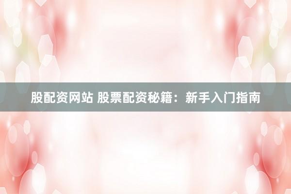 股配资网站 股票配资秘籍：新手入门指南